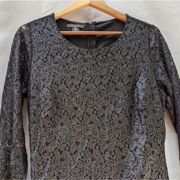 Black metallic lace Covington dress - Picture 3 of 8